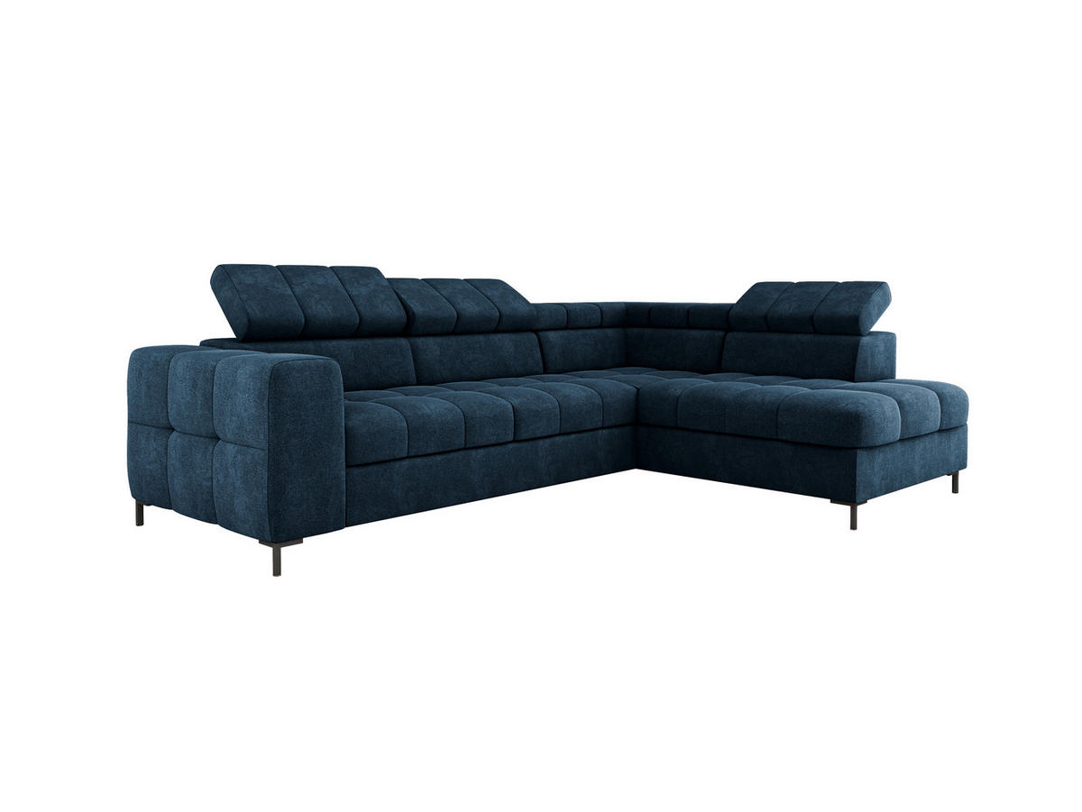 ECKSOFA PABLOS Vogue, L-förmig, Moderne, mit verstellbarem Kopfteil, Schlaf- & Lagermöglichkeiten, freistehend, RECHTS 279x201x97 cm Blue - Blau, Holz/Textil (279/201cm) - DomoHome