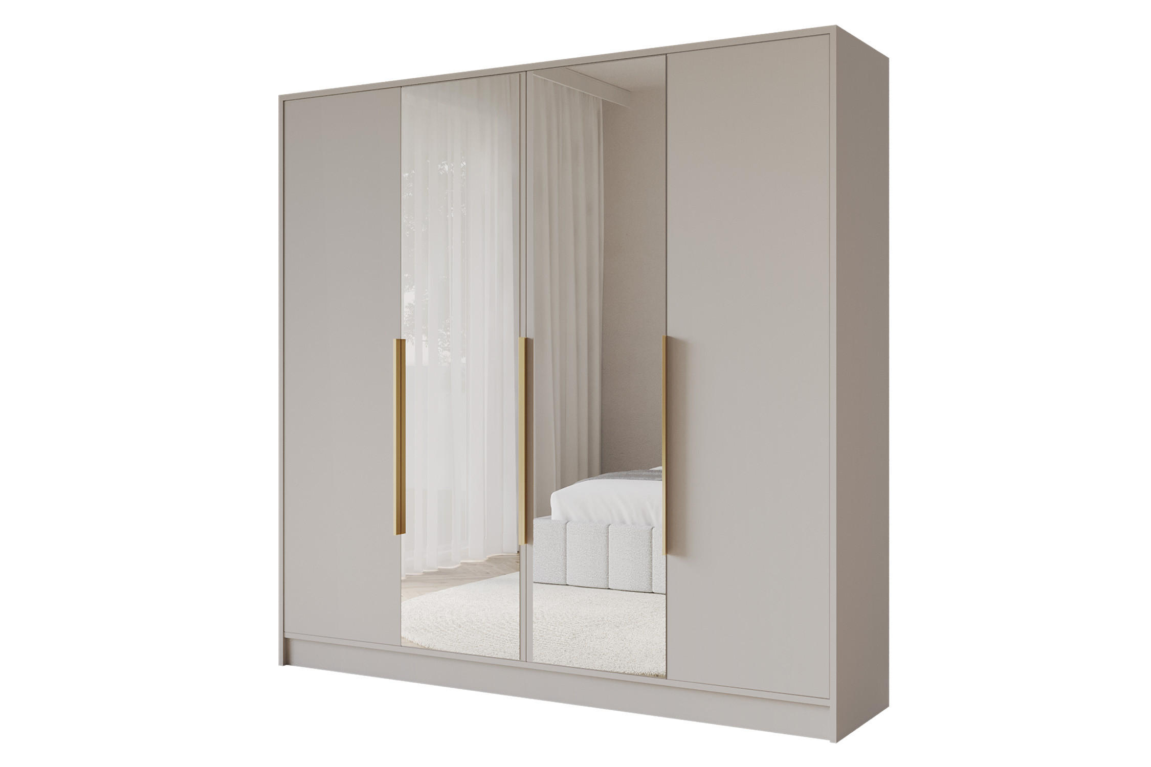 KLEIDERSCHRANK - LUSSO - 200 - Kaschmir - Kaschmir/Schwarz, Holzwerkstoff (200/200/51cm) - ALTDECOR