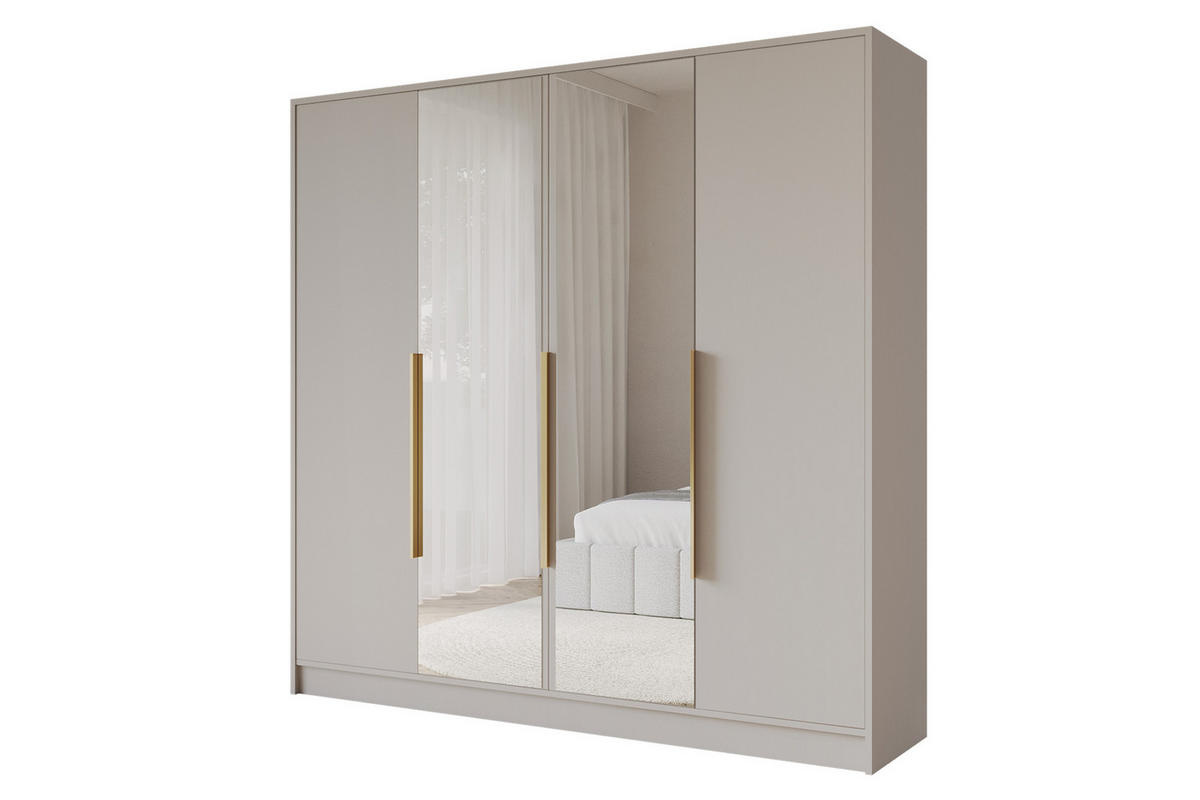 KLEIDERSCHRANK - LUSSO - 200 - Kaschmir - Kaschmir/Schwarz, Holzwerkstoff (200/200/51cm) - ALTDECOR