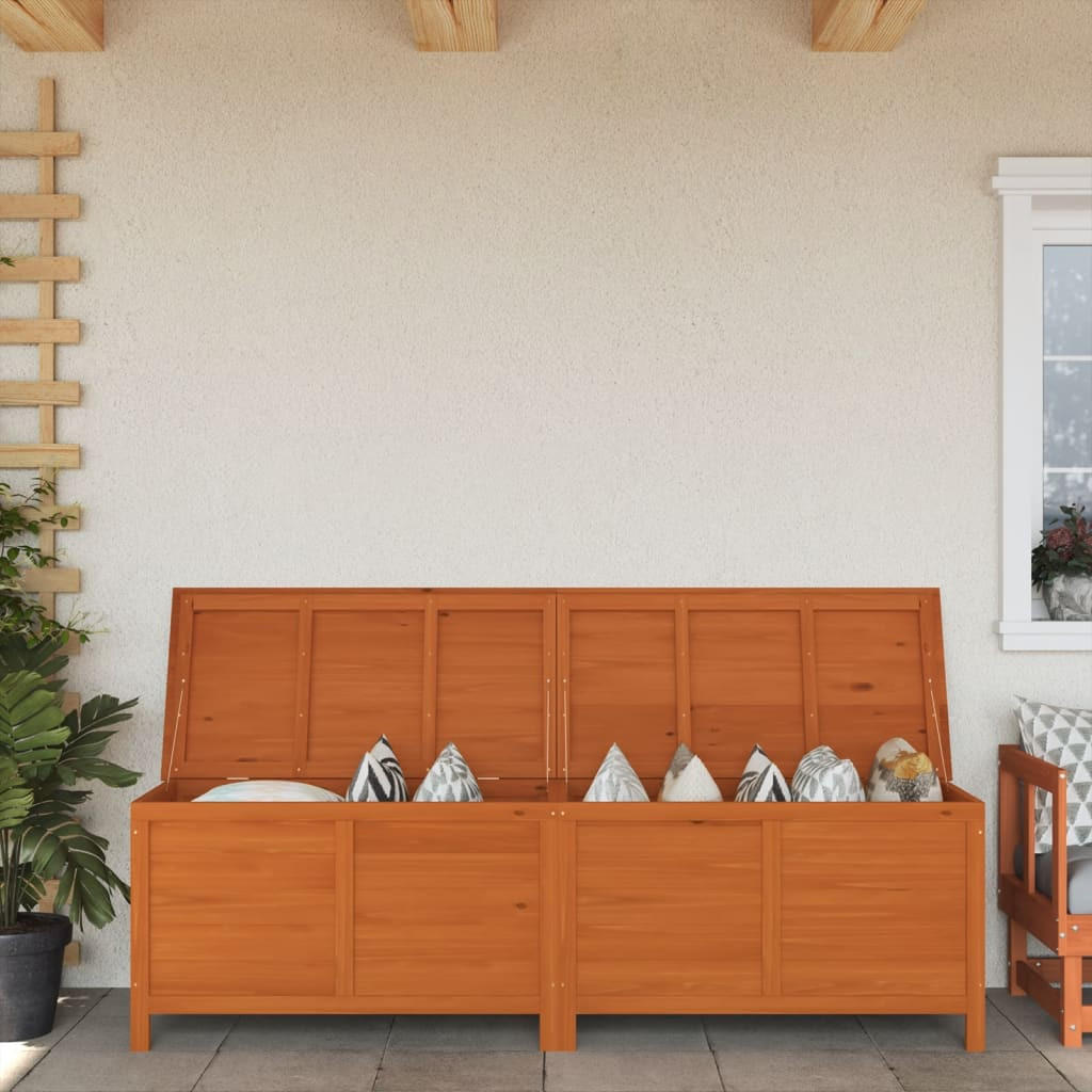 GARTENTRUHE Braun 198,5x50x56,5 cm Massivholz Tanne - Braun, Holzwerkstoff (198.5/56.5/50cm) - furnicato