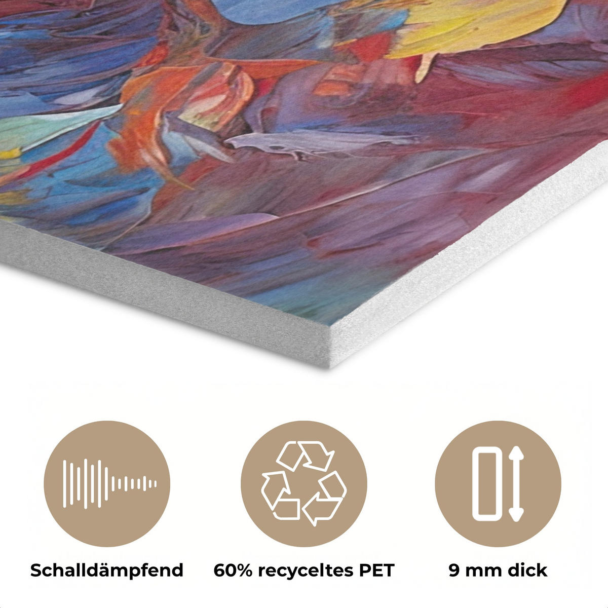 AKUSTIKBILD Ölgemälde - Kunst - Abstrakt - Farbenfroh Wandbilder 60x80 cm - Altrosa, Textil (60/80/0.9cm) - MuchoWow