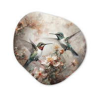 WANDBILD Kolibri - Vögel - Blumen - Pflanzen Wanddeko 40x40 cm - Hellgrün, Kunststoff (40/40cm) - MuchoWow