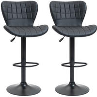 BARHOCKER 2er-Set höhenverstellbar drehbar 57 x 58 x 87-107 cm Kunstleder Schwarz - Schwarz, Metall (51.5/109/47cm) - Meubliv