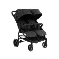 GESCHWISTERKINDERWAGEN Happy 2 black faltbar, Regenschutz, Fußsack, gefedert - Schwarz, Metall (79/73/104cm) - Kikka boo