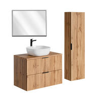 KÚPEĽŇOVÝ NÁBYTOK 80.6cm Adriel 2-dielna súprava Dubové drevo - hnedá, kompozitné drevo (80.6/59/46cm) - Petits-meubles