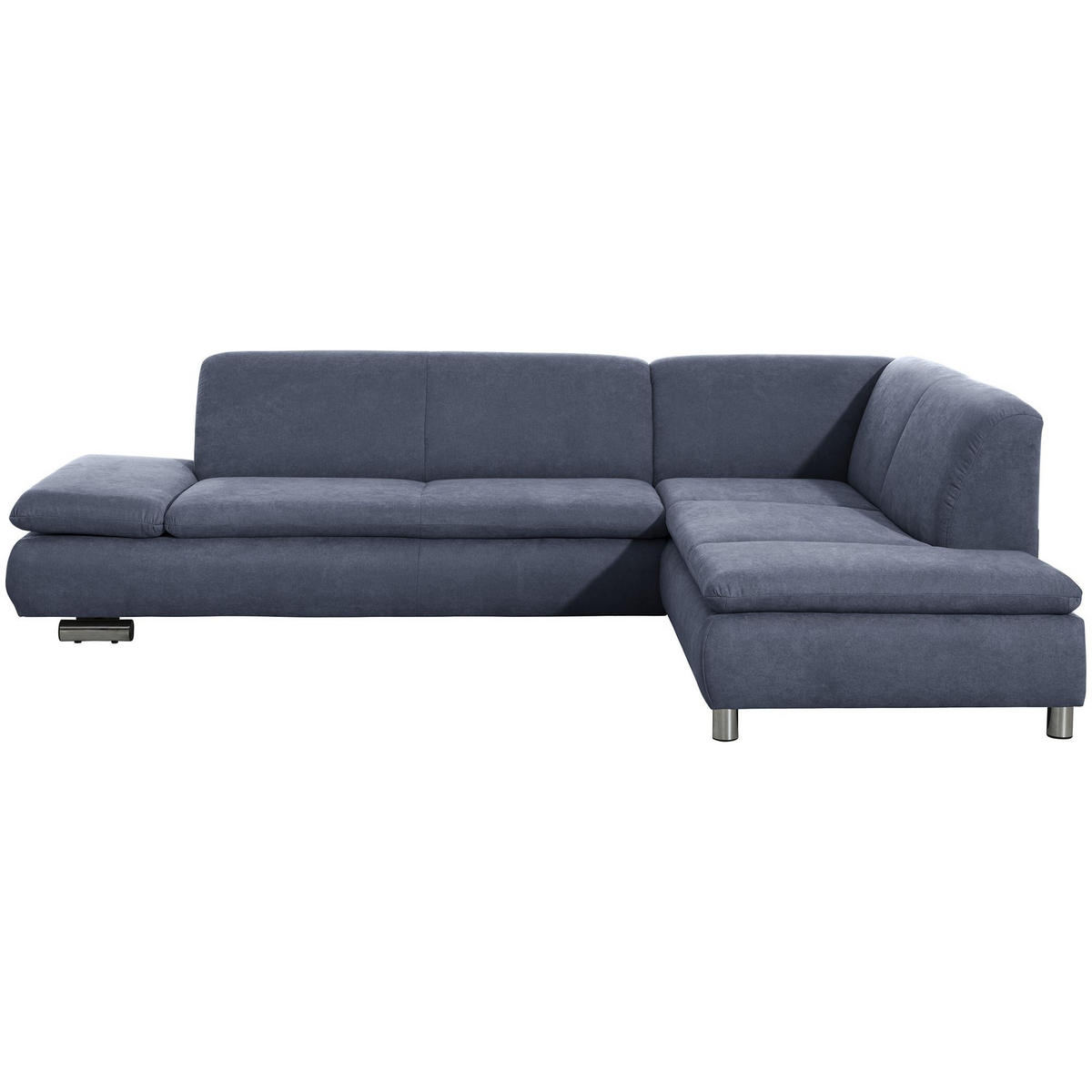 ECKSOFA mit Ottomane rechts Kaye Flachgewebe blau - Blau, Kunststoff (190/270cm) - 58aufmkessel