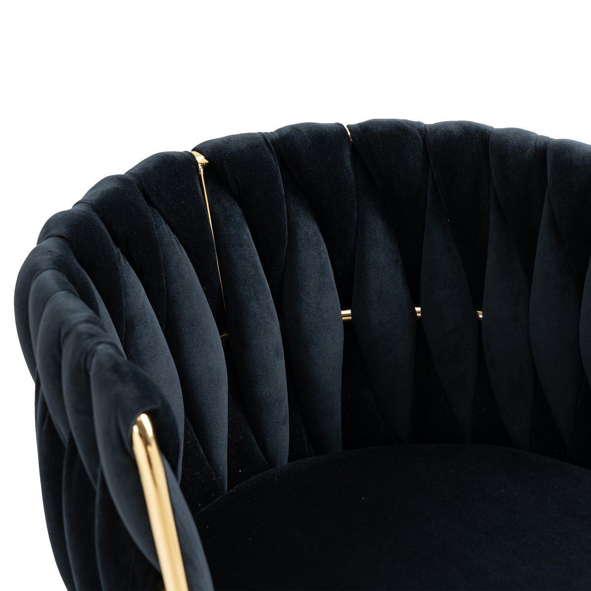 ESSZIMMERSTUHL 2er-Set aus Samt mit Goldbeinen - Schwarz, Textil (55.5/74/41cm)