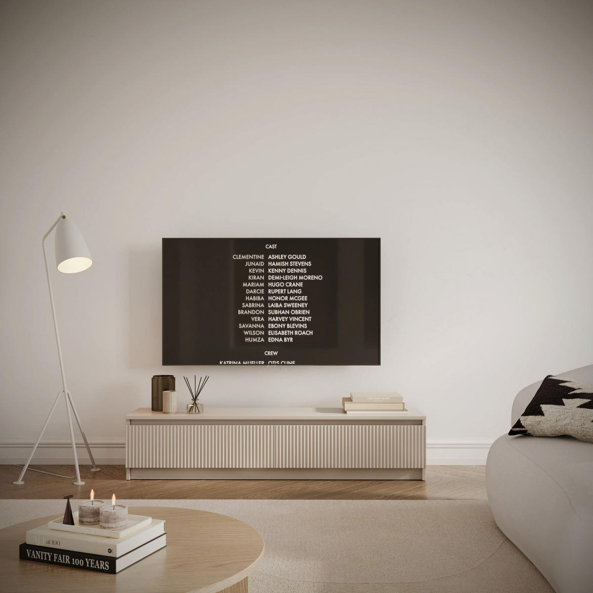 TV stolík Sandia kašmírovo sivý 137/30/30 cm - taupe, kompozitné drevo (138.6/30/30cm) - Selsey