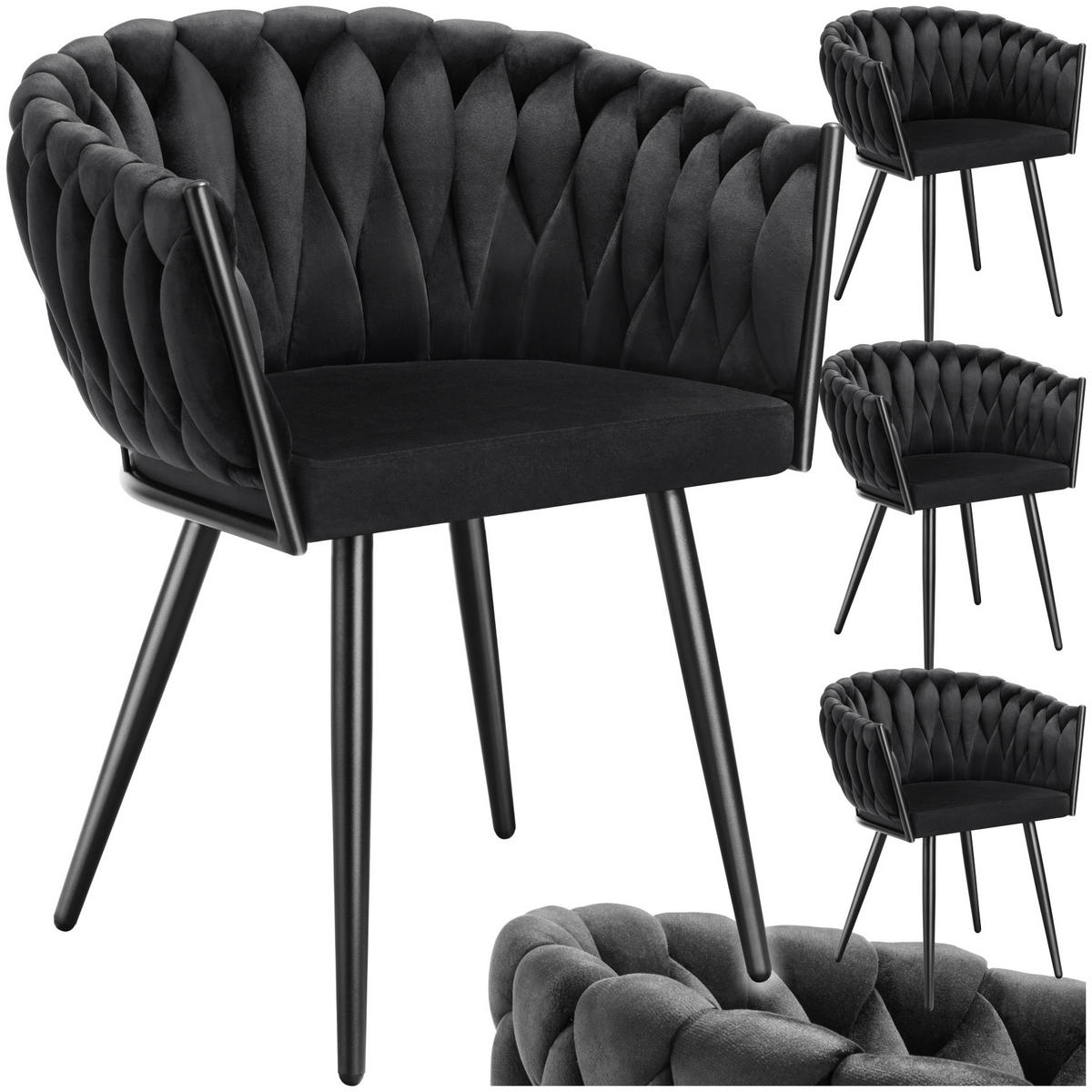 ESSZIMMERSTUHL 4er Set Astano 60 5 x 55 x 75 cm schwarz - Schwarz, Textil (60.5/75/55cm) - tectake