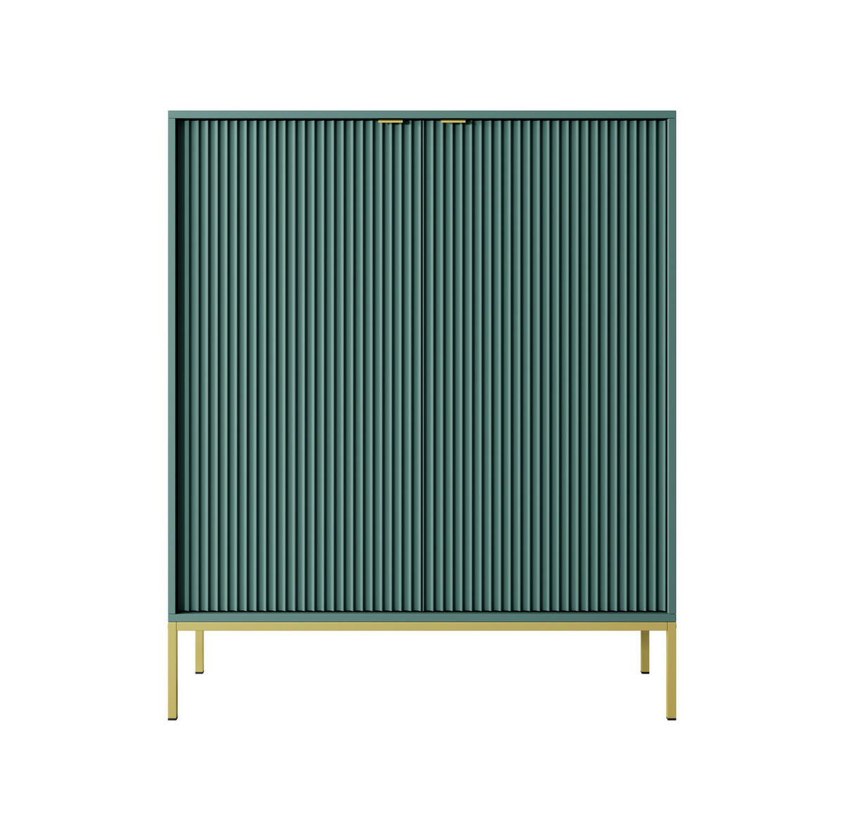 KOMMODE Kioto 104 cm in Grün, zweitürig mit geriffelten Fronten - Goldfarben/Grün, Holzwerkstoff/Metall (104/125/39cm) - Ravio
