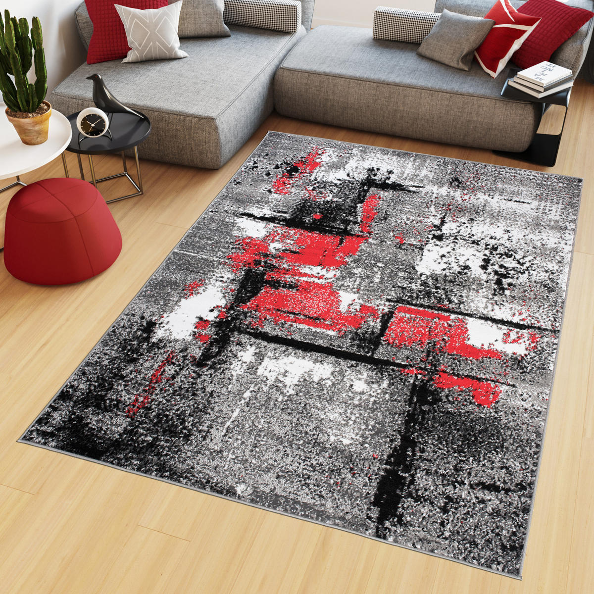 TEPPICH MAYA Rot Meliert Streifen Splash 120/170 cm - Rot, Textil (120/170cm) - Tapiso