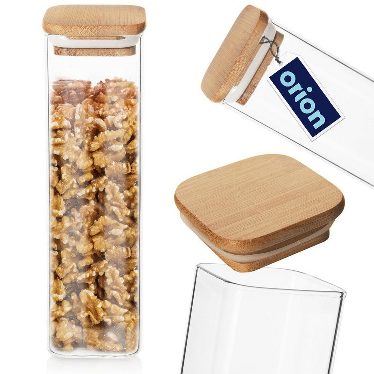 VORRATSGLAS quadratisch Bambus 600 ml Transparent - Transparent, Glas (6/21/6cm) - Orion 
