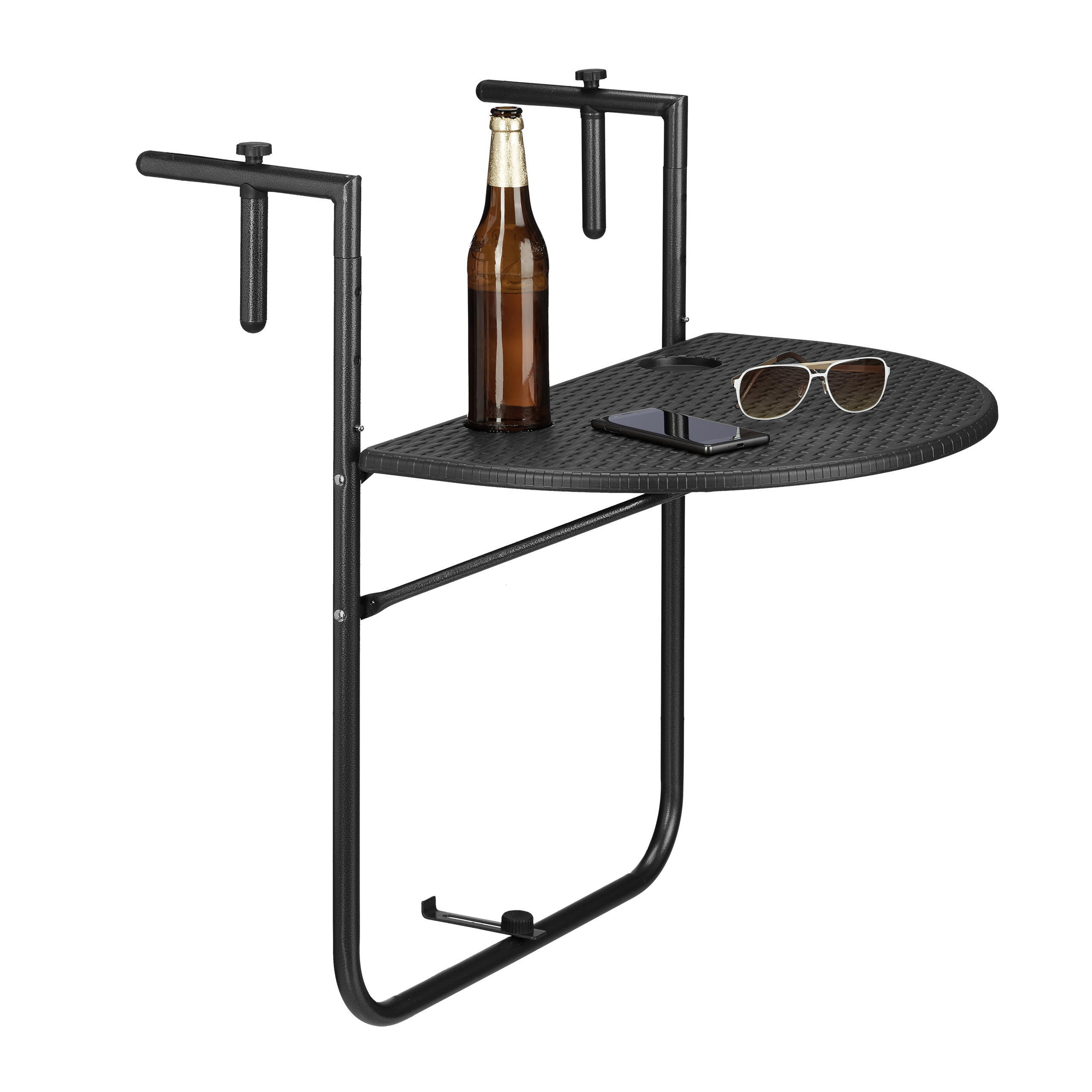 BALKONHÄNGETISCH - Schwarz, Kunststoff/Metall (63/60/84cm) - Relaxdays