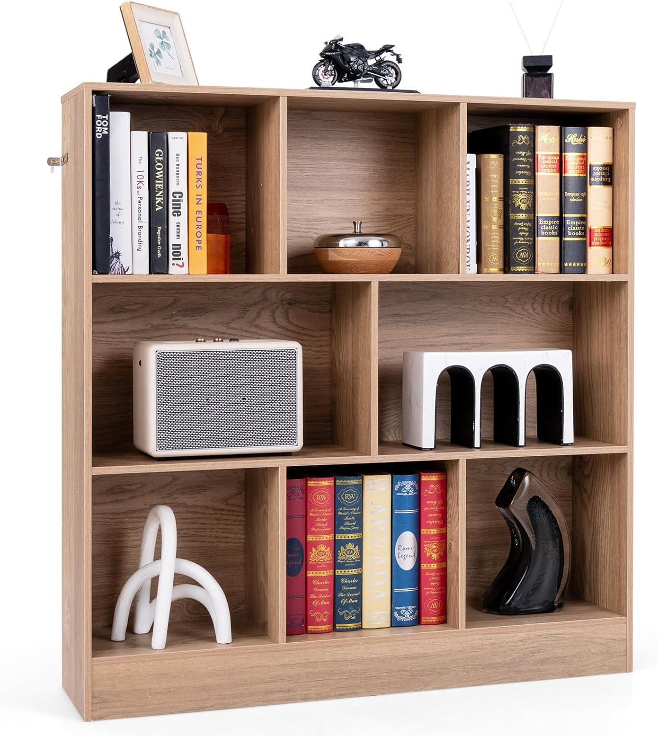 BÜCHERREGAL Braun - Braun, Holz (100/104/24cm) - COSTWAY