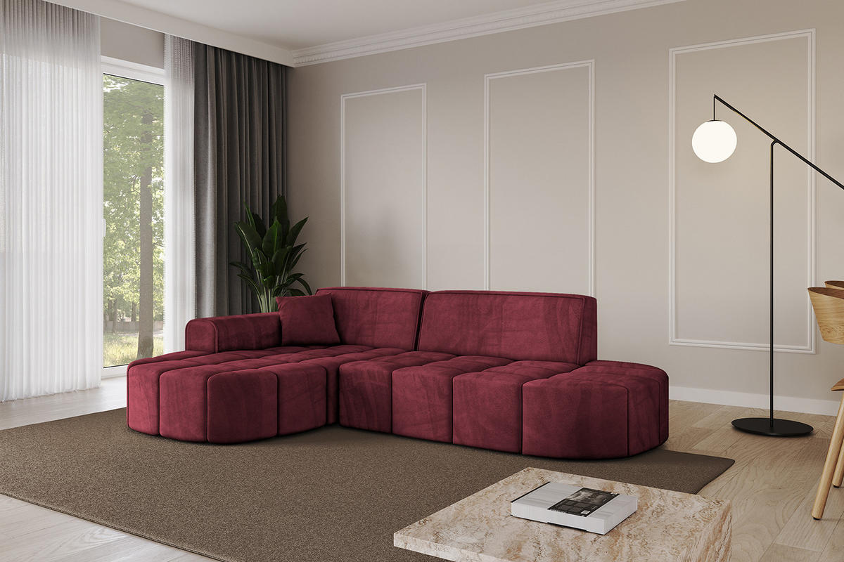 ECKSOFA Ottomane Links LIVO-L1 - 252x173x79,5 cm Bordeauxrot - Bordeaux, Holzwerkstoff/Textil (252/173cm) - ALTDECOR