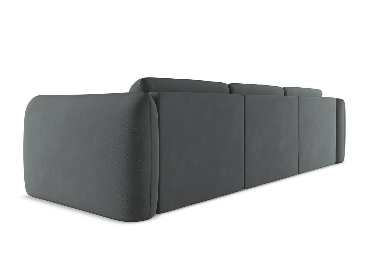 ECKSOFA Links Chenille Stoff Grau - Schwarz/Graphitfarben, Kunststoff/Textil (170/290cm) - Makamii
