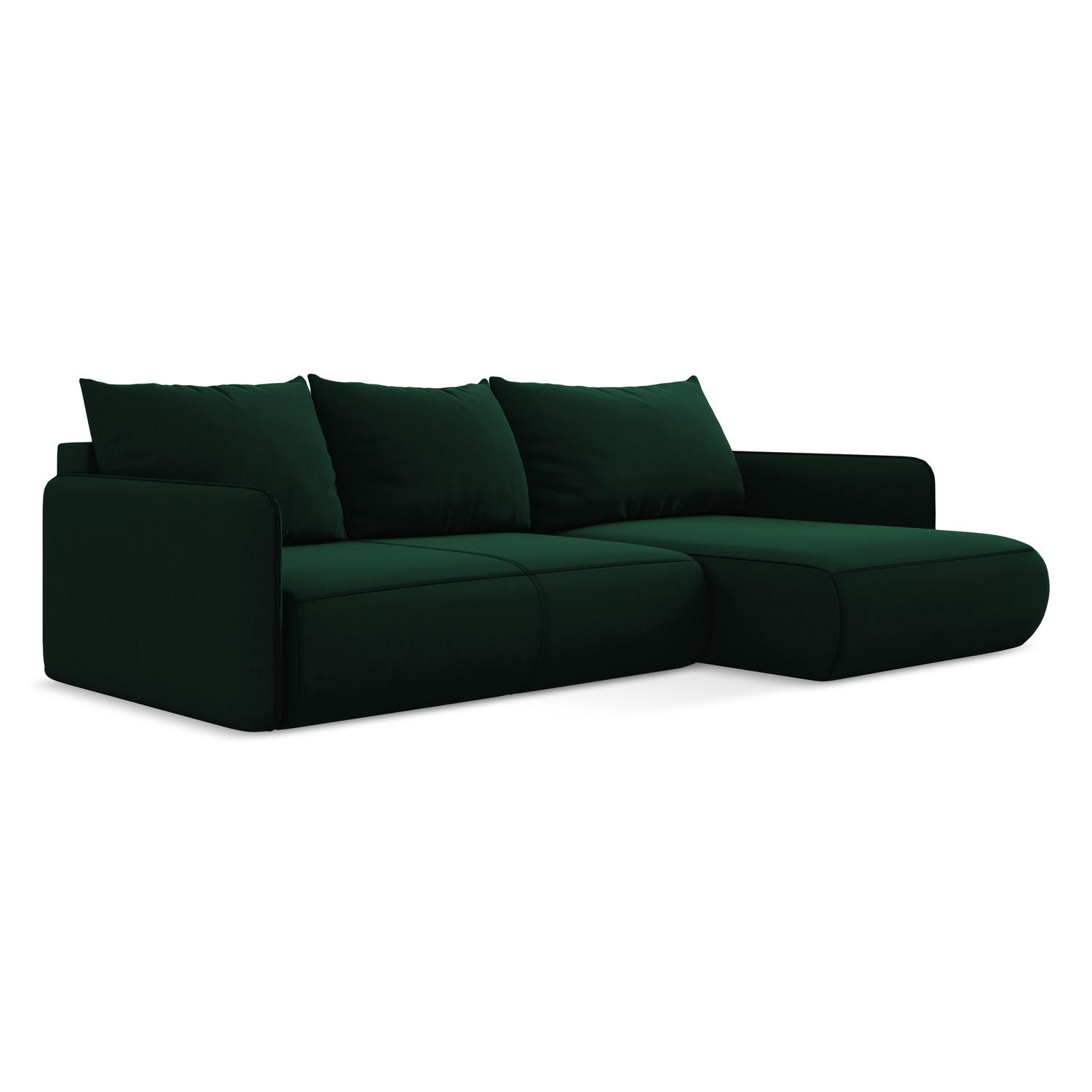 ECKSOFA mit Schlaffunktion Samt Stoff Grün - Dunkelgrün/Schwarz, Kunststoff/Textil (240/148cm) - LaMiaSofa