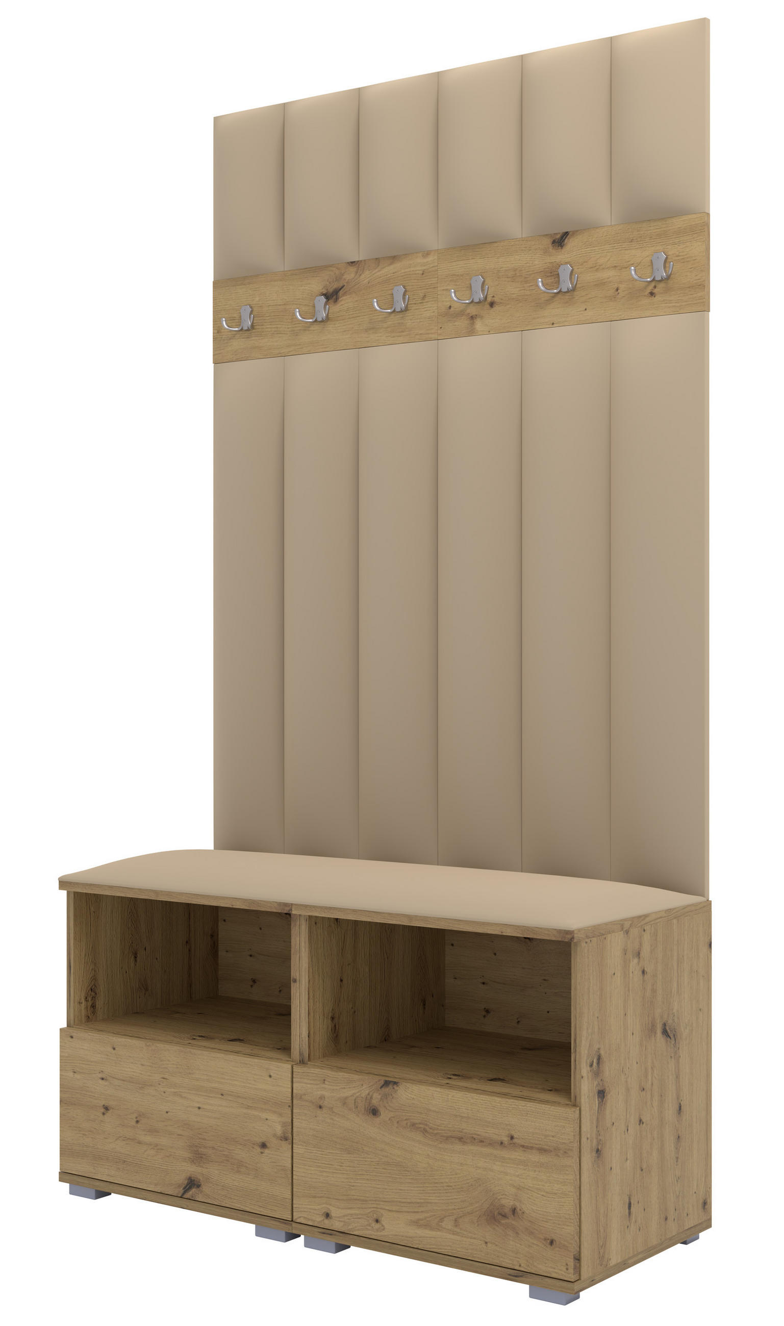 Ravio Gepolstert Eiche Artisan, Beige 100x187x40 cm
