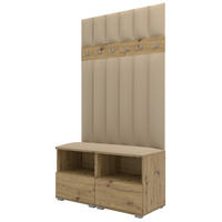 GEPOLSTERT Garderoben-Set Nela III LUX (Farbe Eiche Artisan + Stoff Trinity 04) - Beige/Silberfarben, Holz/Holzwerkstoff (100/187/40cm) - Ravio