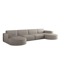 ECKSOFA U-Form XL Designer MODENA stoff Dicker Cord Poso Hellbraun - Hellbraun, Holz (165/382cm) - Kaiser Möbel