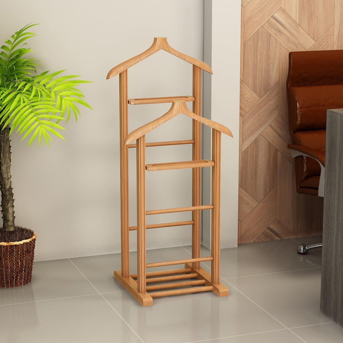 HERRENDIENER aus Massivholz 33/46/120 cm - Eschefarben, Holz (46/120/12cm) - Calicosy