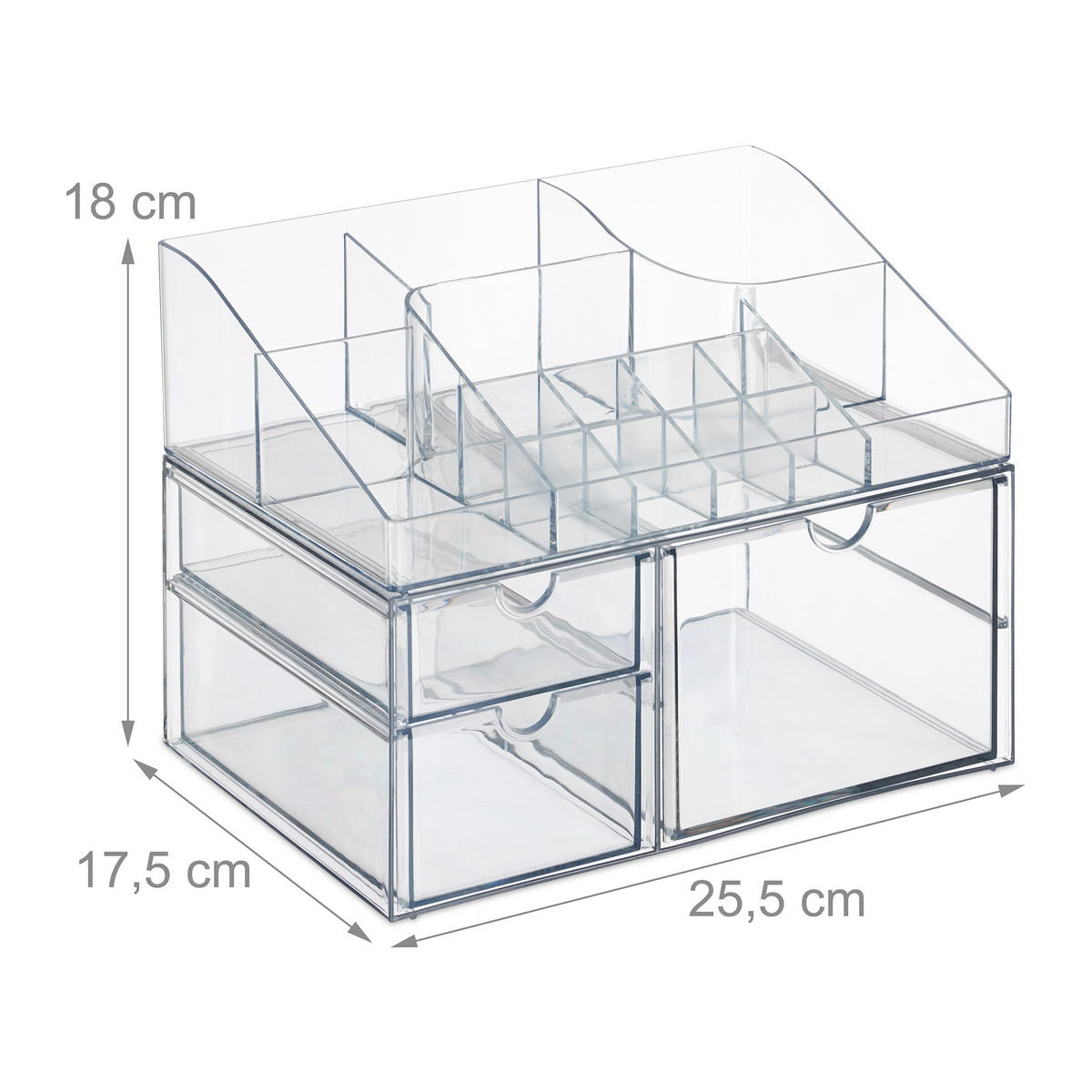 MAKE-UP-ORGANIZER - Transparent, Kunststoff (25.5/18/17.5cm) - Relaxdays