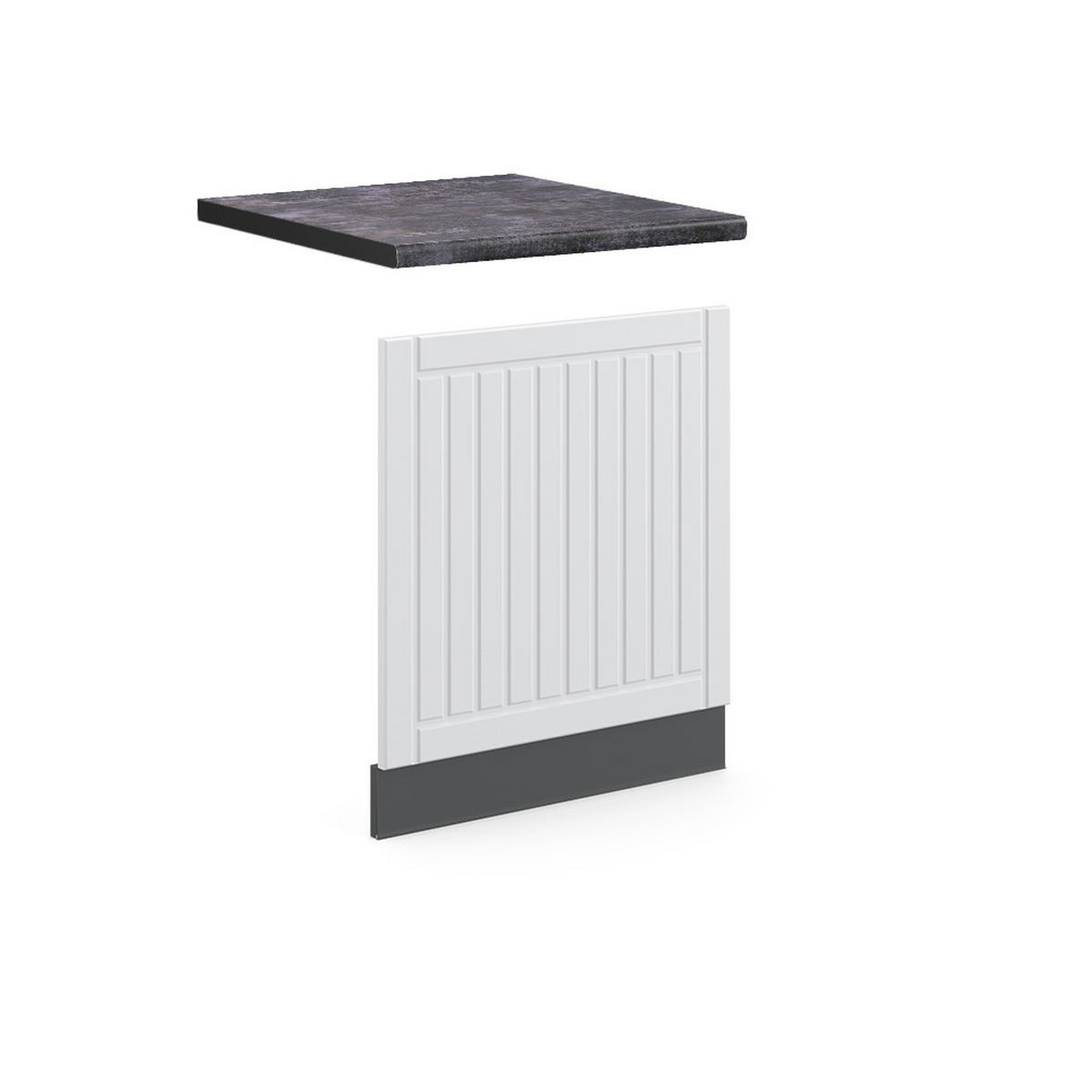 FRONTBLENDE Fame-Line Weiß Landhaus 60 cm, AP Anthrazit - Anthrazit/Creme, Holzwerkstoff (60/67.4/1.6cm) - Vicco