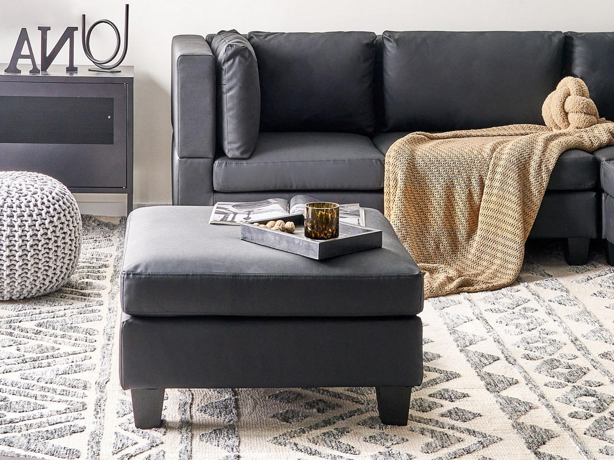 OTTOMANE Schwarz Unstad - Schwarz, Kunststoff (76/39/76cm) - Beliani