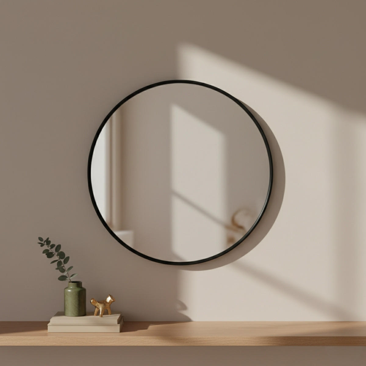 WANDSPIEGEL Loop Ø 60 cm - Schwarz, Glas (60/60/2.5cm) - EDAXO