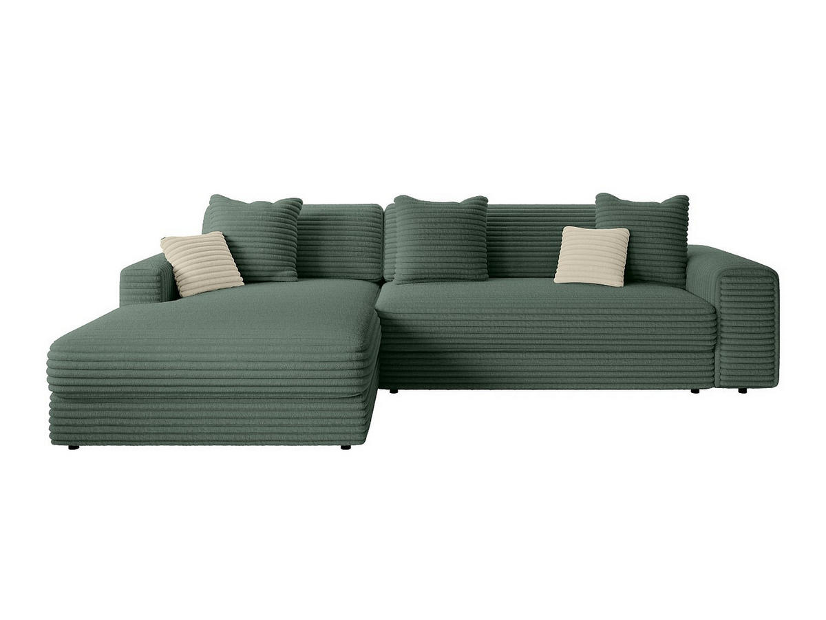 ECKSOFA – Ecke links – grob gerippter Cord – Tannengrün – CALAZO - Grün, Textil (307/187cm) - Vente-Unique