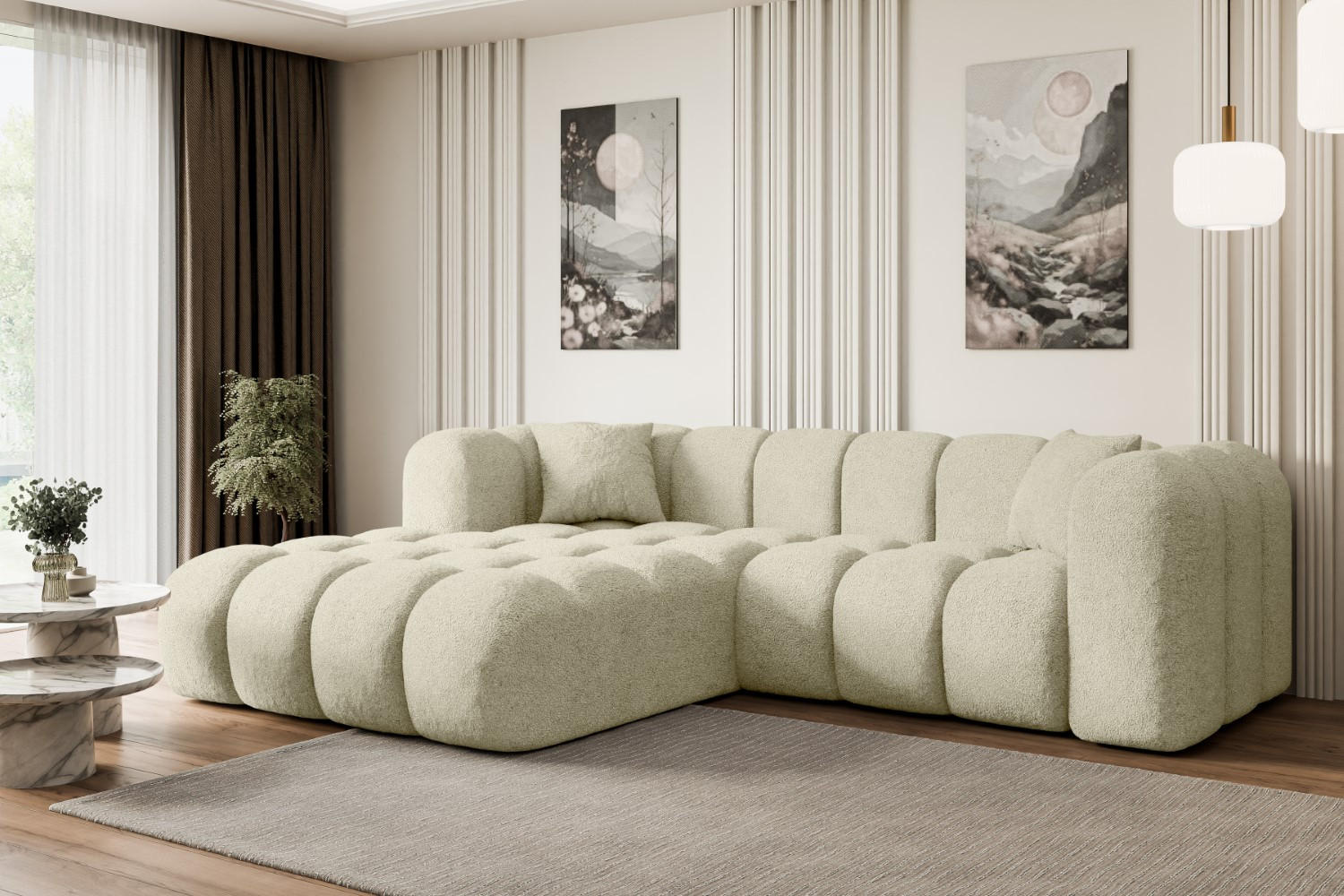 Thumbnail - Altdecor Ecksofa, Beige, Textil, 5-Sitzer, L-Form, Ottomane links, 242x190 cm, Wohnzimmer, Sofas & Couches, Wohnlandscha...