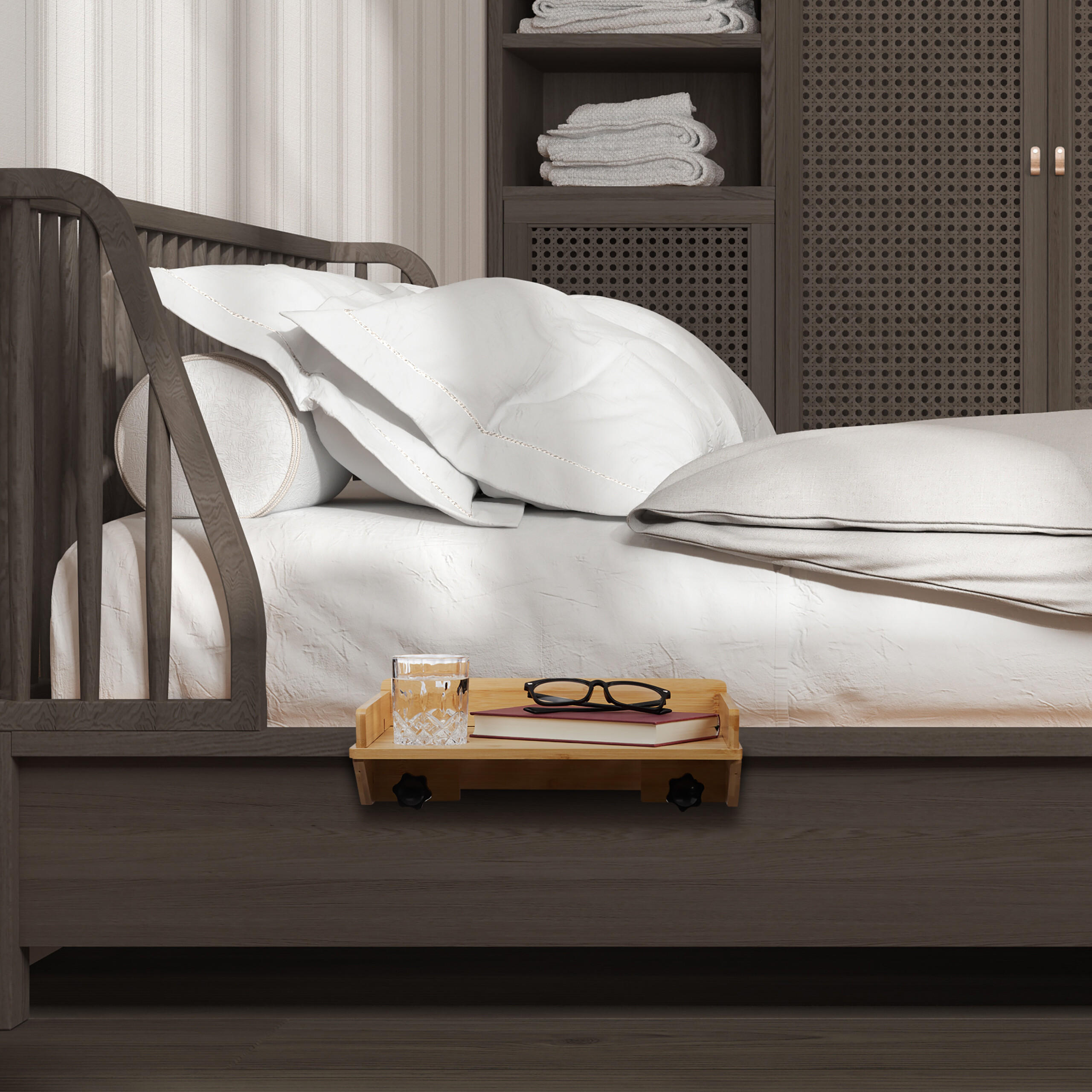BETTABLAGE - Hellbraun, Holz (36/11.5/24.5cm) - Relaxdays