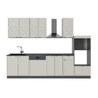 KÜCHENZEILE Fame-Line GrauBeige/Anthrazit 300 cm mit Hochschrank AP Anthrazit - Anthrazit/Grau, Holzwerkstoff (300/81.6/60cm) - Vicco