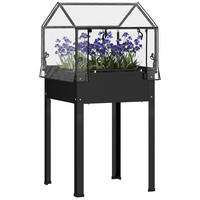 HOCHBEET mit Abdeckung - Schwarz, Metall (60/120/60cm) - Outsunny