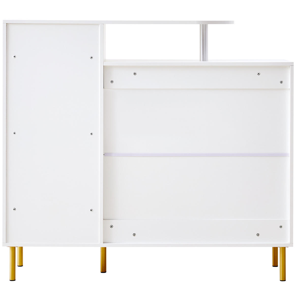 SIDEBOARD mit 3 Türen und 1 Schublade goldenen Akzenten - Weiß, Holzwerkstoff (120/92/35cm) - Urban Meuble