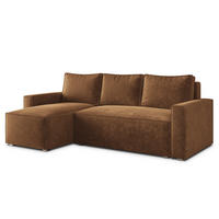 ECKSOFA POTARO LM Hellbraun Chenille mit Schlaffunktion - Hellbraun, Holzwerkstoff/Textil (232/140cm) - MASSENO