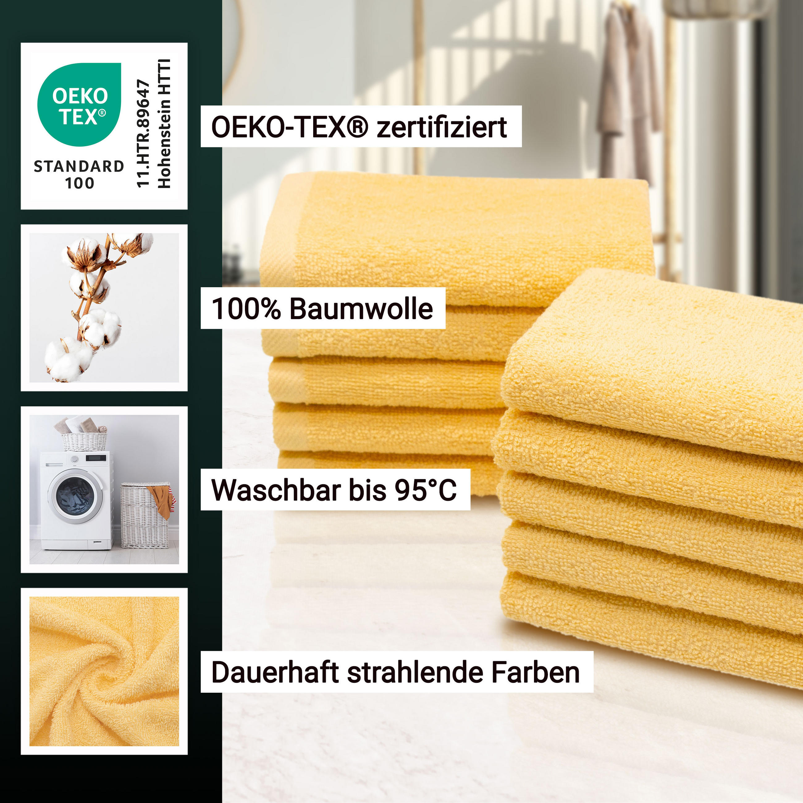 SEIFTÜCHER, 10er-Set, 30x30 cm, 100% Baumwolle - Gelb, Textil (30/30cm) - Zollner