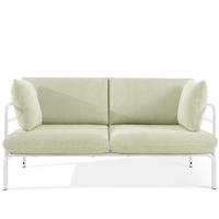 GARTENSOFA RAMBE 2-Personen mit Kissen, Weiß - Weiß/Hellgrün, Textil/Metall (150/80/80cm) - KONSIMO®