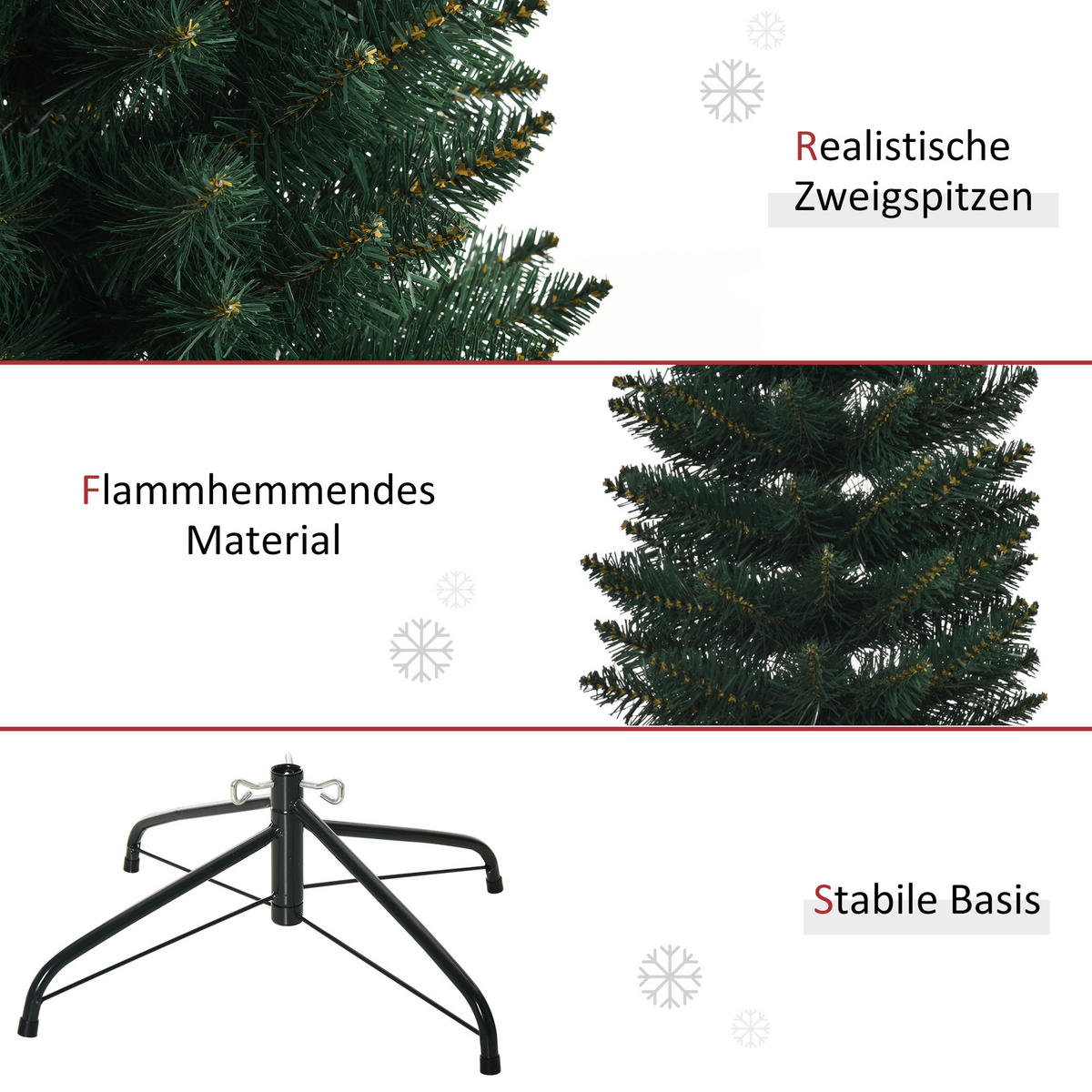 WEIHNACHTSBAUM 180 cm, stabile Basis, Grün - Grün, Kunststoff (180cm) - HOMCOM
