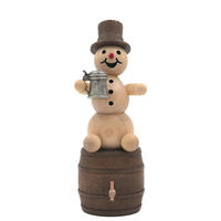 HOLZFIGUR Schneemann mit Krug auf Bierfass 13 cm - Multicolor, Holz (5/13/0.1cm)