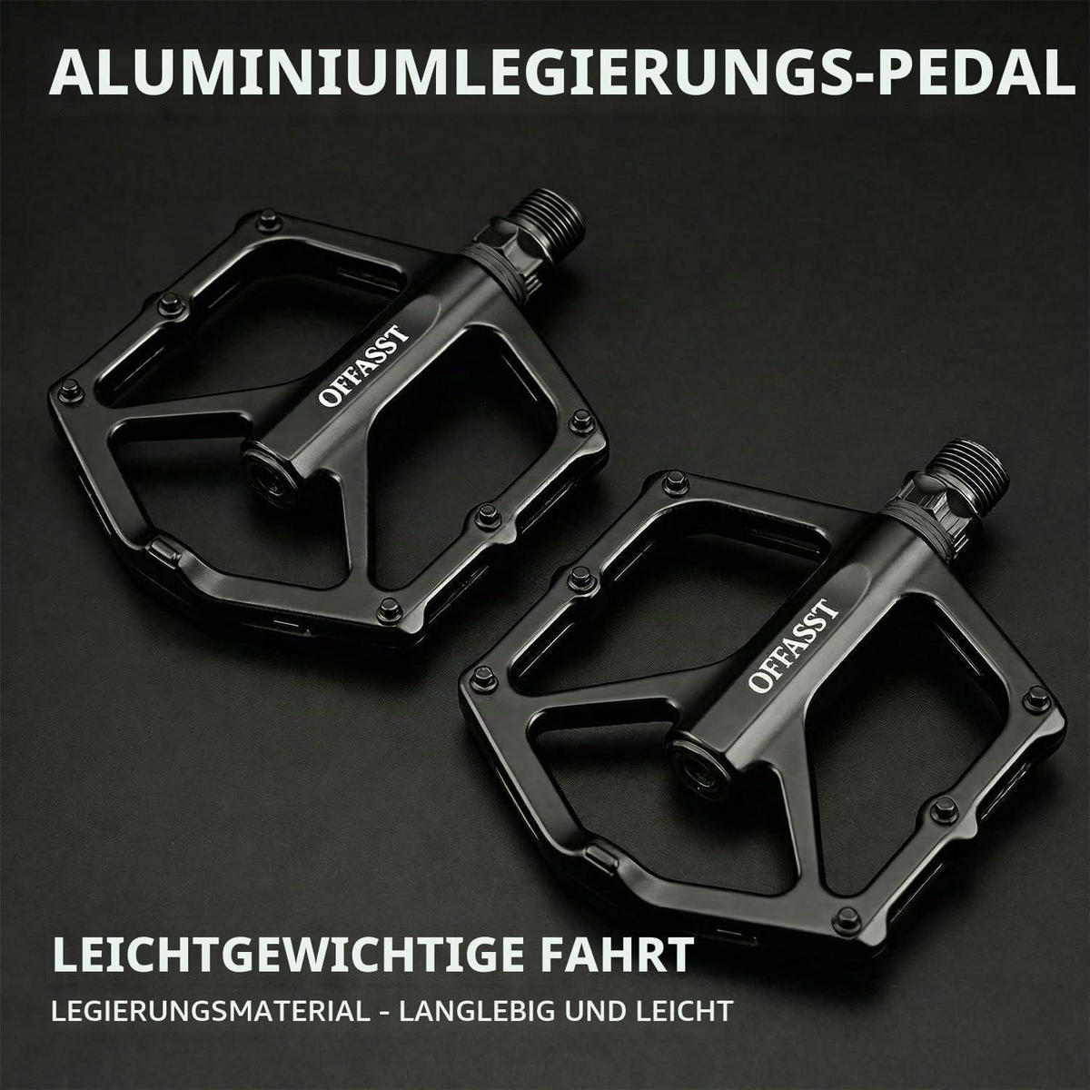 FAHRRADPEDALE Flats CNC Aluminium 9/16" mit 6 Anti-Rutsch-Stiften - Schwarz, Metall (9.8/2/12.5cm)