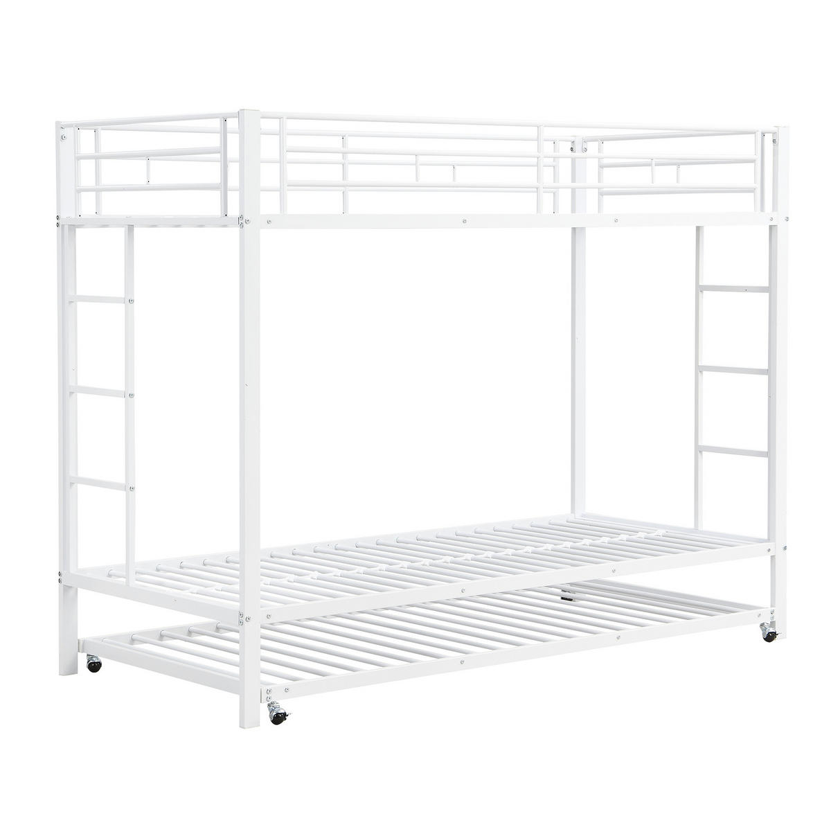 ETAGENBETT 90/200 cm aus Metall mit Ausziehbett in Weiß - Weiß, Metall (90/200cm) - BEAOK