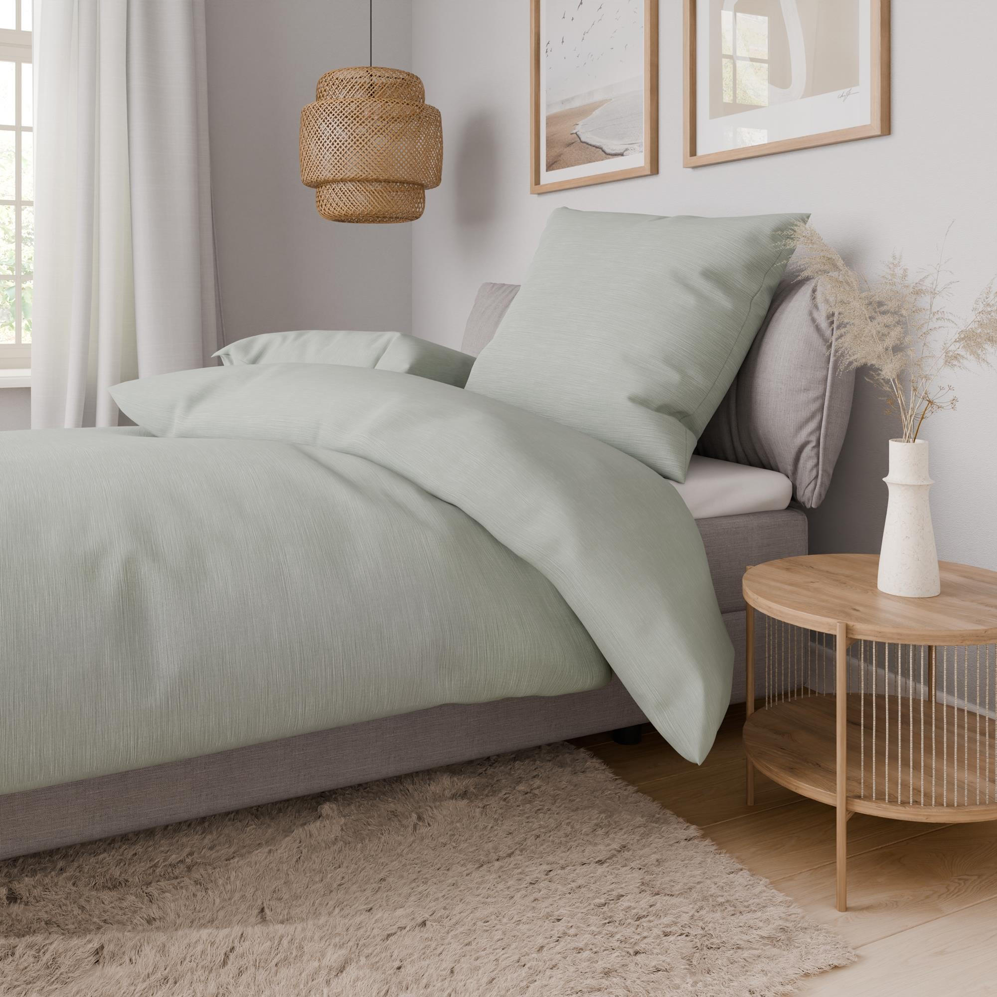 BETTWÄSCHE 155x200 Renforce Bettbezug Baumwolle Melange Grün - Grün, Textil (155/200cm) - Carpe Sonno