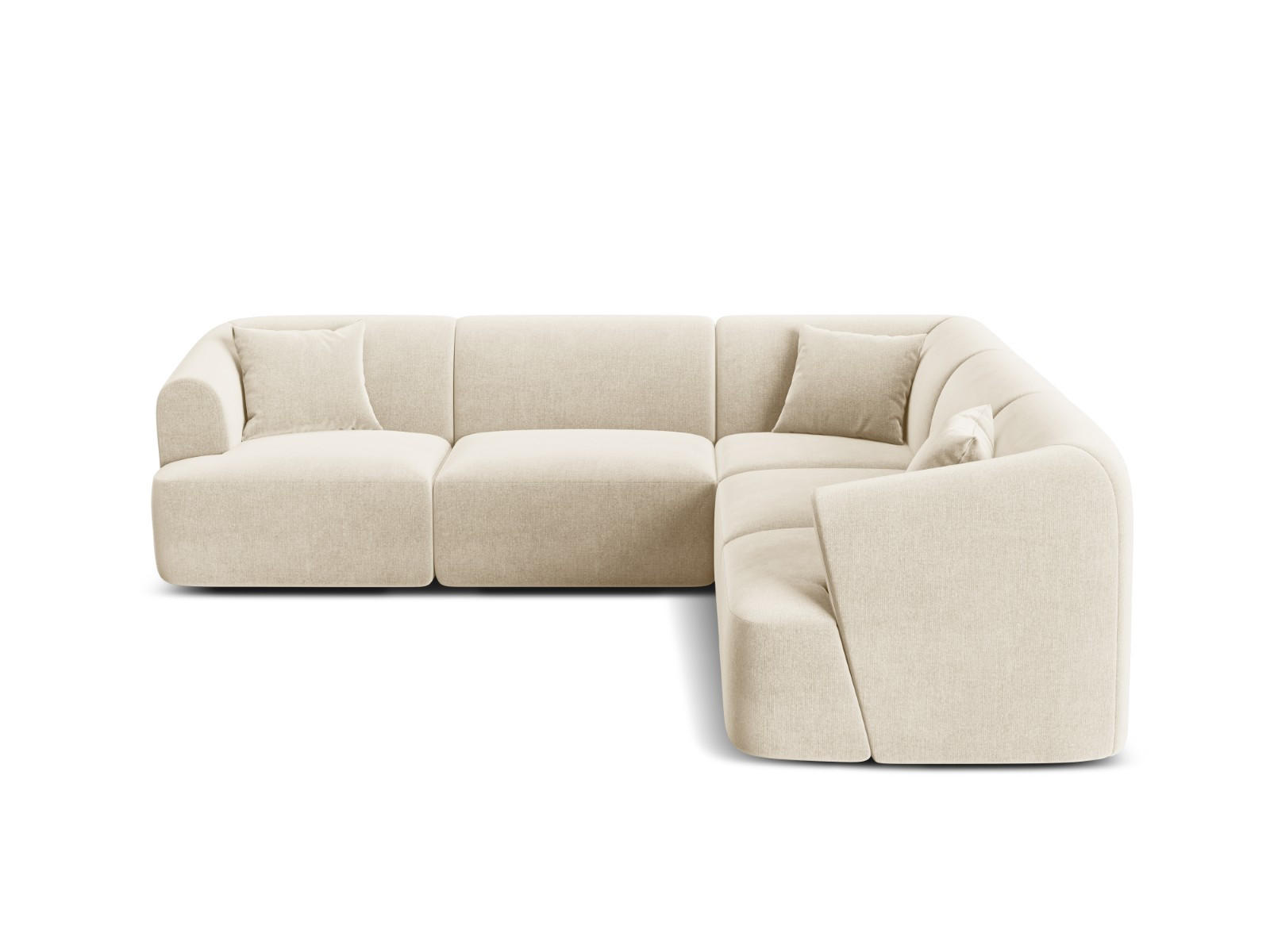 SYMMETRISCHES-MODULARES-ECKSOFA Campi aus Samt leichtes beige 6 Sitzplätze - Creme, Textil (255/255cm) - Cosmopolitan Design