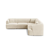 SYMMETRISCHES-MODULARES-ECKSOFA Campi aus Samt leichtes beige 6 Sitzplätze - Creme, Textil (255/255cm) - Cosmopolitan Design