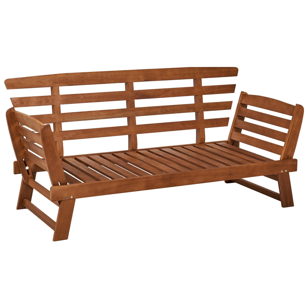 GARTENBANK 2-Sitzer Dunkler Holzfarbton Portici - Dunkelbraun/Weiß, Holz (210/82/66cm) - Beliani