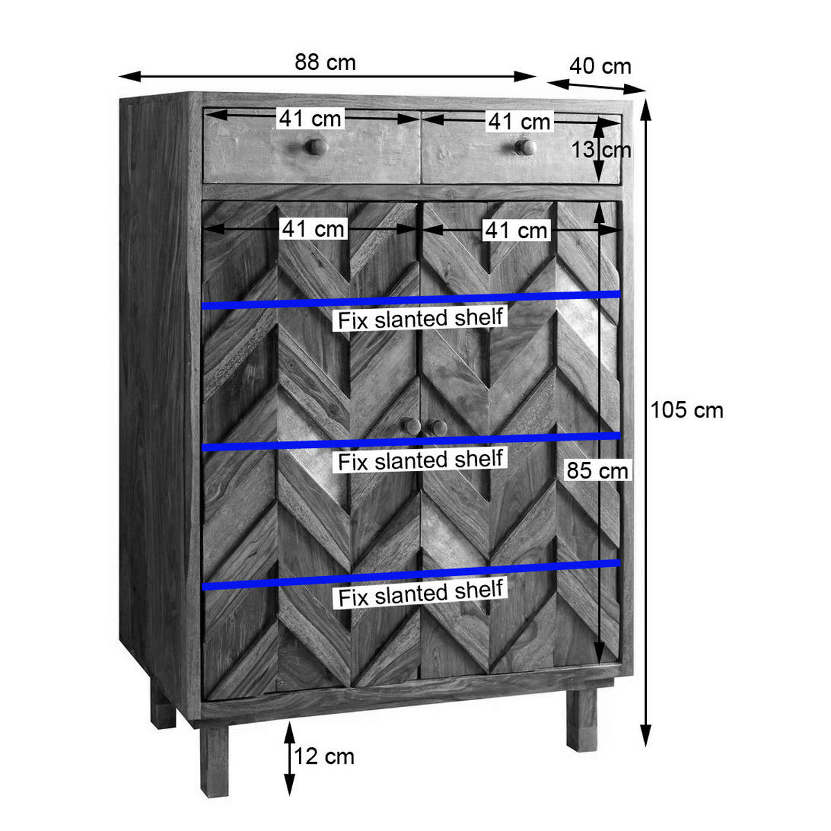 SCHUHKOMMODE - Akazie massiv / Metall - Braun/Akaziefarben, Holz (88/120/40cm) - home24