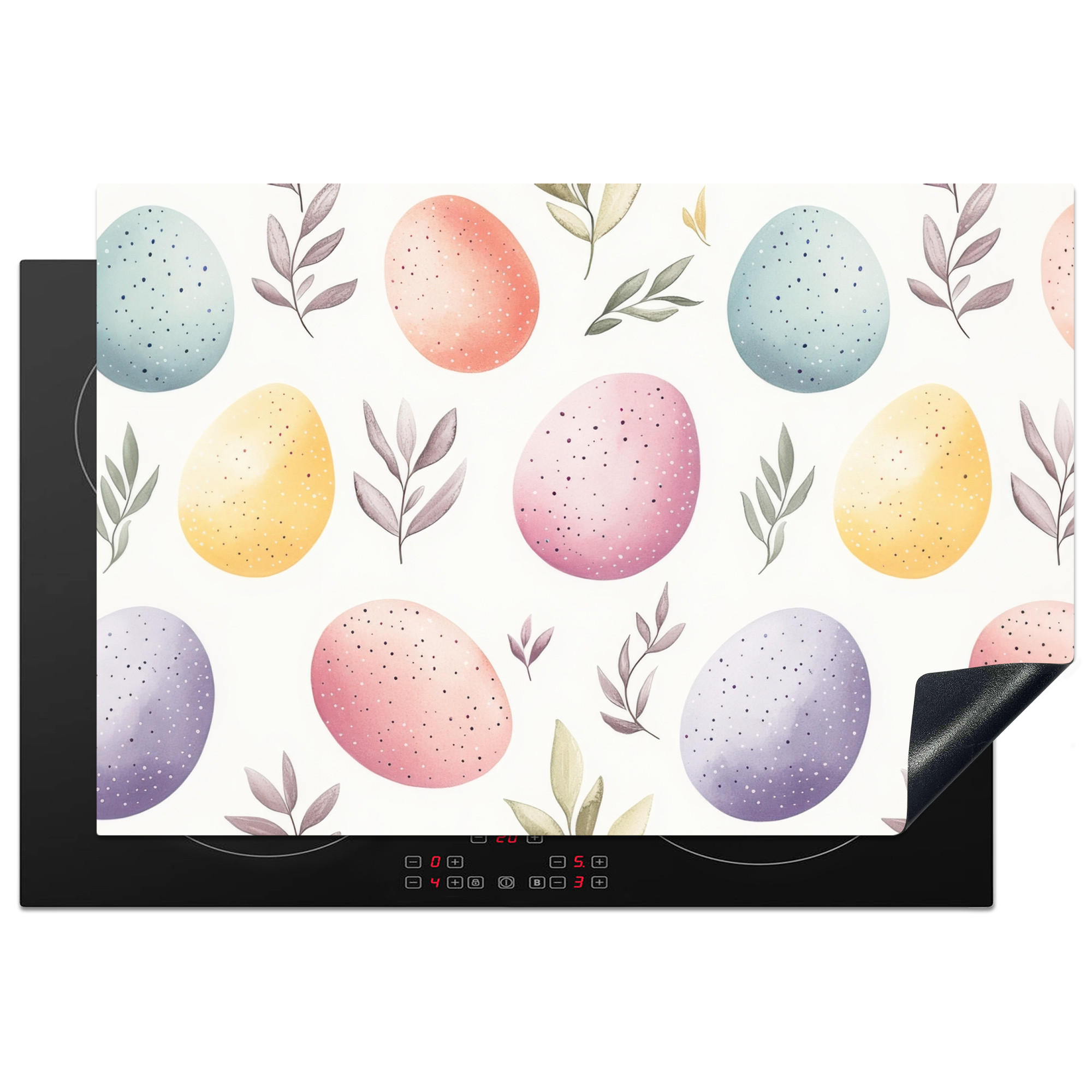 HERDABDECKPLATTE Eier - Bunt - Muster Ceranfeldabdeckung 78x52 cm - Weiß, Kunststoff (78/52/0.2cm) - MuchoWow