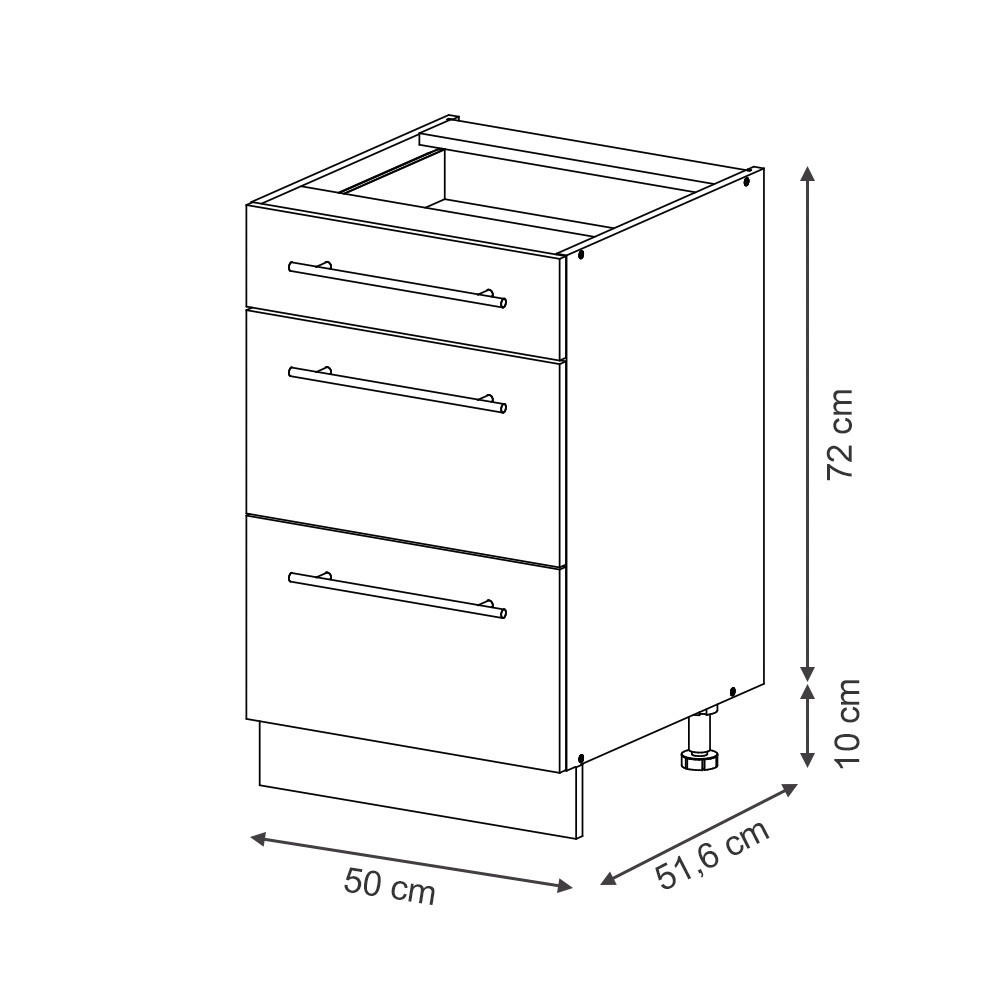 KÜCHENUNTERSCHRANK Fame-Line GrauBeige 50 cm, AP Anthrazit - Greige/Eiche Wotan, Holzwerkstoff (50/82/60cm) - Vicco
