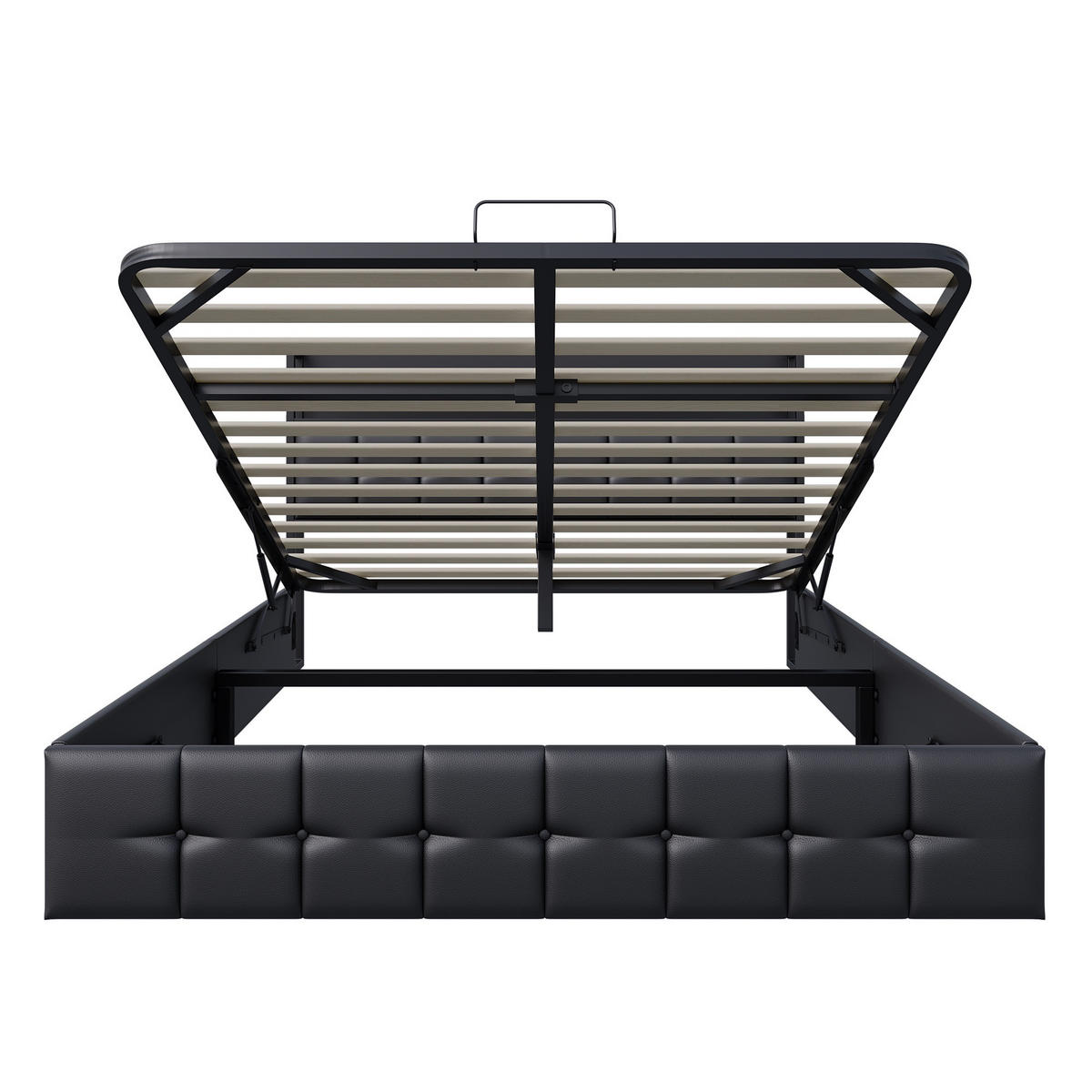 POLSTERBETT mit Bettkasten, 140/200 cm, mit LED, USB, und hydraulischem Stauraum, Lattenrost, Black - Schwarz, Holzwerkstoff (140/200cm) - Brevoria